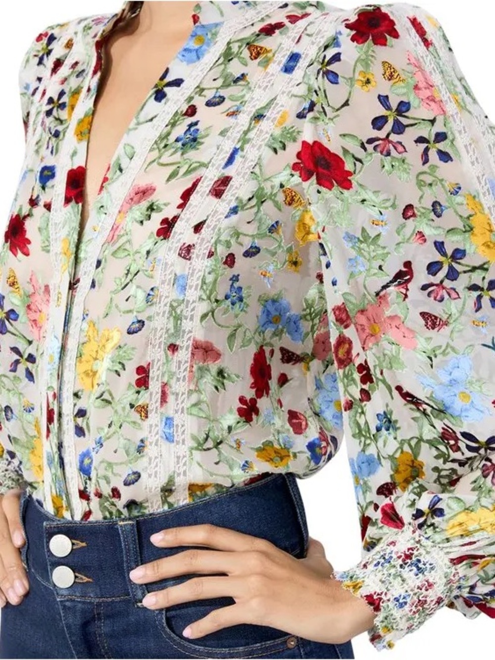 ALICE & OLIVIA • NWT Arlette floral blouse - XS long sleeve - Picture 2 of 10
